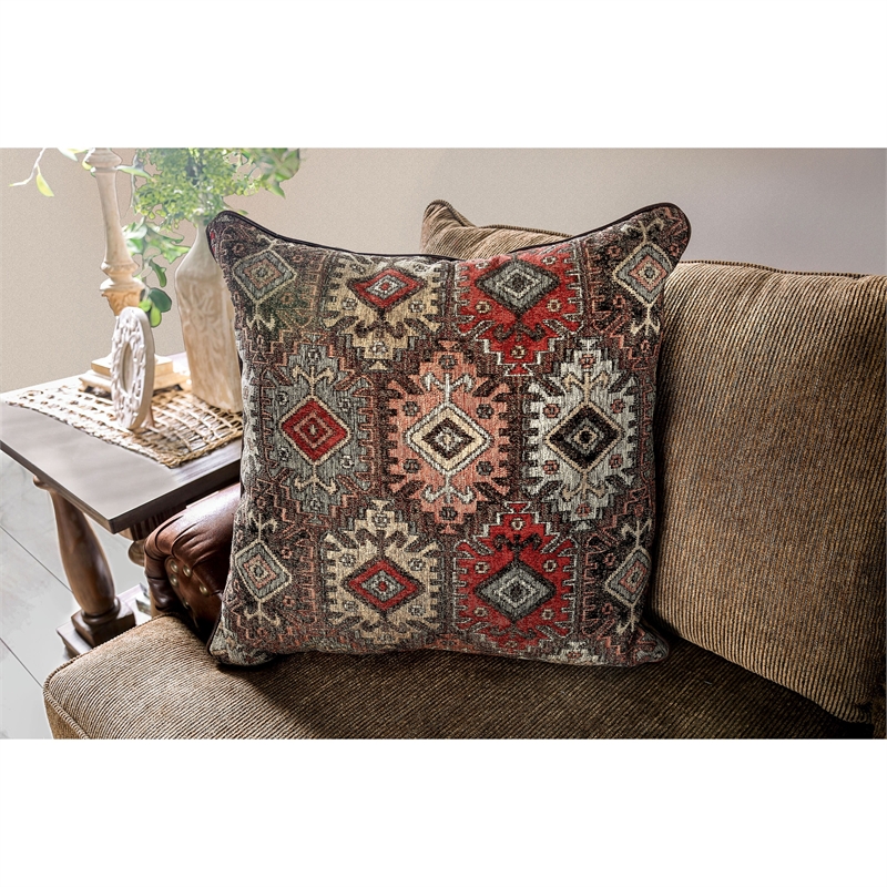 Furniture of America Morgan Transitional Chenille 3-Piece Sofa Set in Brown