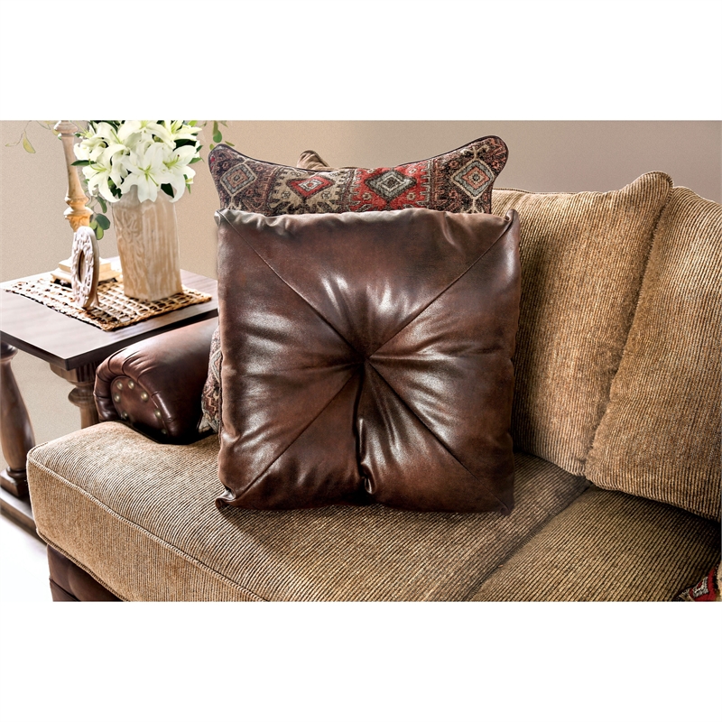 Furniture of America Morgan Transitional Chenille 3-Piece Sofa Set in Brown