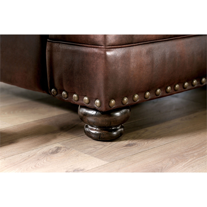 Furniture of America Morgan Transitional Chenille 3-Piece Sofa Set in Brown