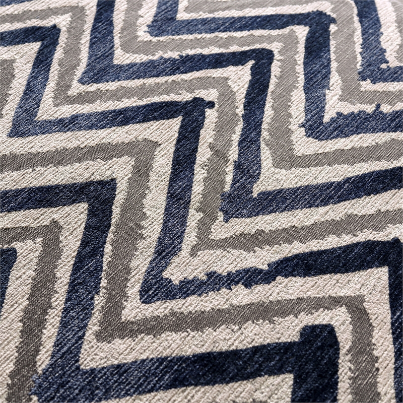 Furniture of America Farella Microfiber Sectional with Chair in Navy Blue