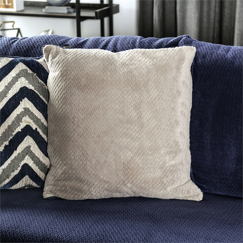 Furniture of America Farella Microfiber Sectional with Chair in Navy Blue