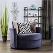 Furniture of America Farella Microfiber Sectional with Chair in Navy Blue