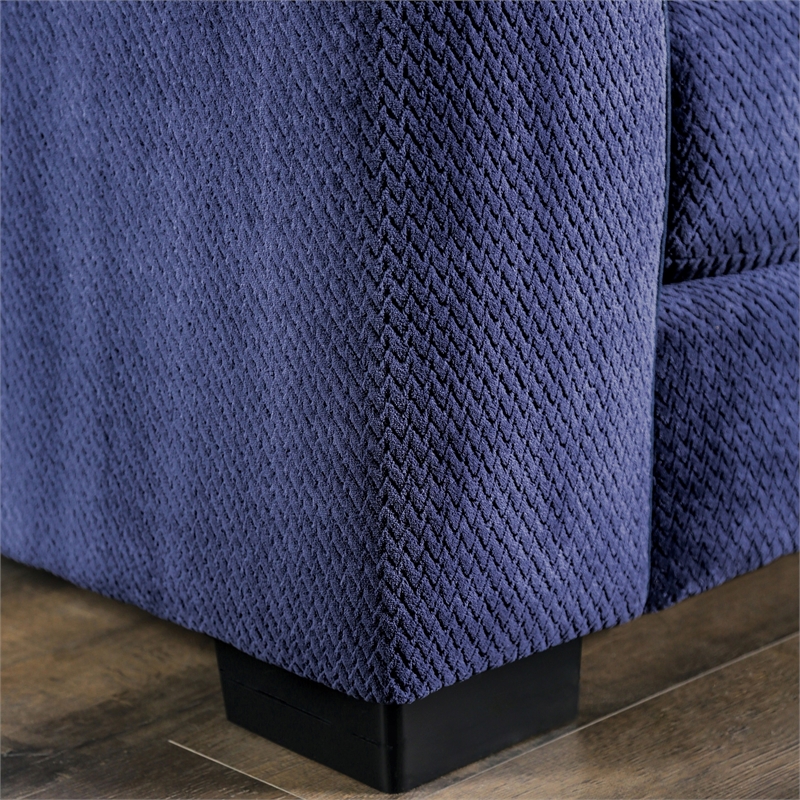 Furniture of America Farella Microfiber Sectional with Chair in Navy Blue