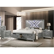 FOA Anaiya 3-Piece Silver Solid Wood Bedroom Set - King + 2 Nightstands