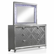 FOA Anaiya 5pc Silver Wood Bed Set - King + 2 Nightstands + Dresser + Mirror