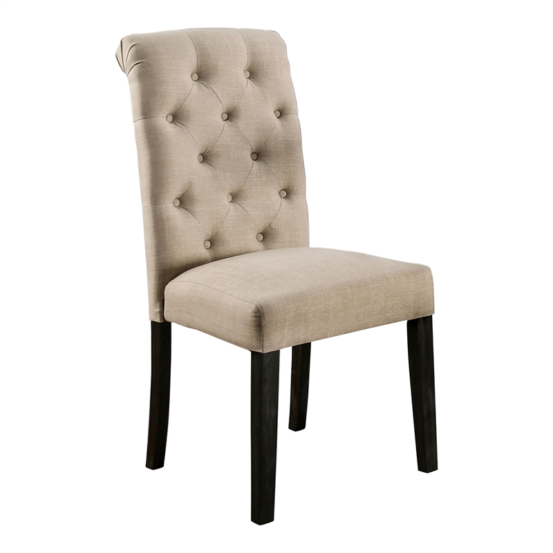 Furniture of America Castore Wood 5-Piece Round Dining Table Set in Ivory