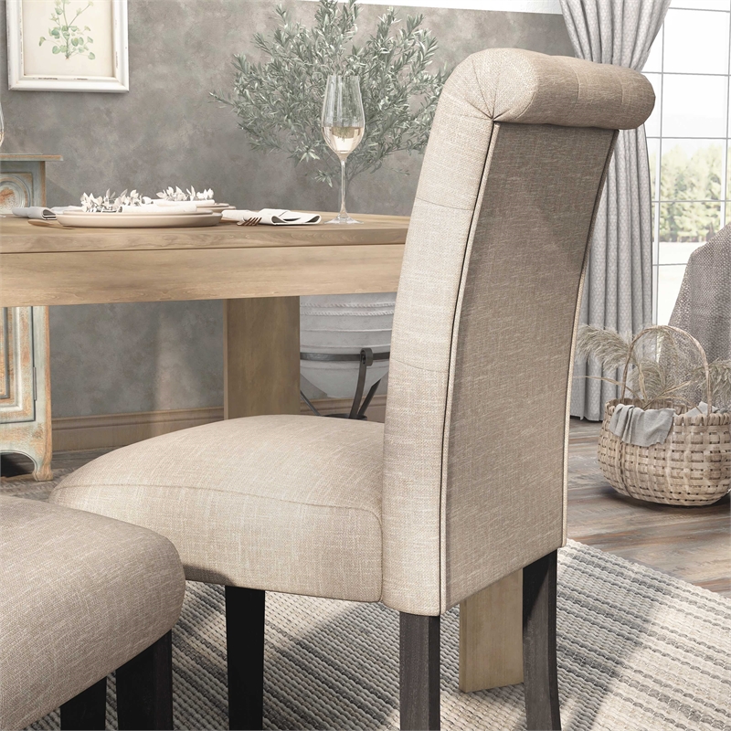 Furniture of America Castore Wood 5-Piece Round Dining Table Set in Ivory