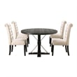 Furniture of America Castore Wood 5-Piece Round Dining Table Set in Ivory