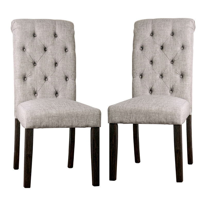 Furniture of America Castore Wood 5-Piece Round Dining Table Set in Light Gray