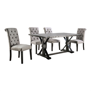 Furniture of America Castore Rustic Wood 5-Piece Dining Table Set in Light Gray
