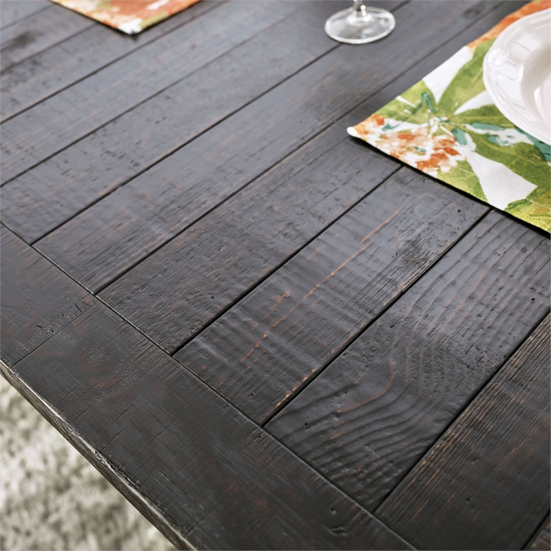 Furniture of America Castore Rustic Wood 7-Piece Dining Table Set in Light Gray