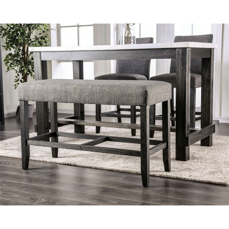Furniture of America Iceland Wood 4-Piece Counter Height Table Set in Gray