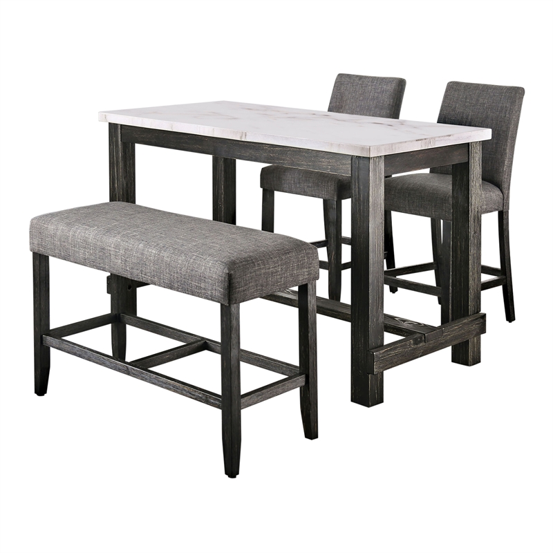 Furniture of America Iceland Wood 4-Piece Counter Height Table Set in Gray