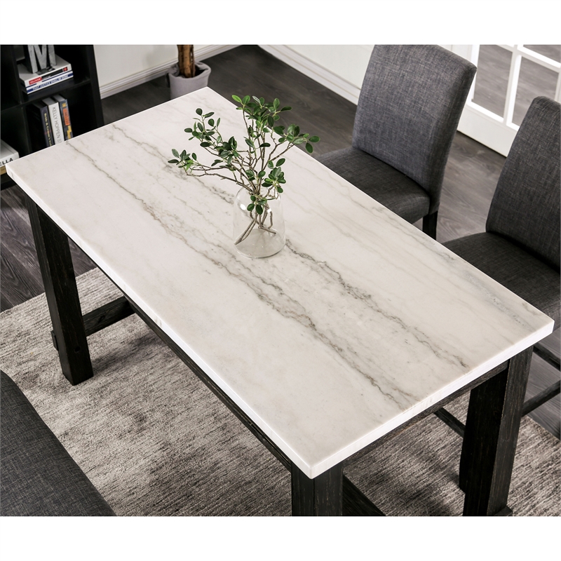 Furniture of America Iceland Wood 5-Piece Counter Height Table Set in Gray