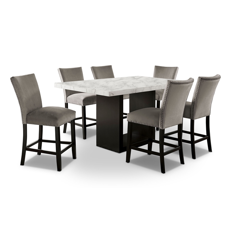 Furniture of America Imagin Wood 7-Piece Counter Height Table Set in Black