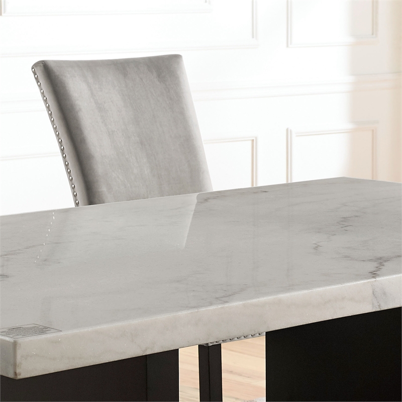 Furniture of America Imagin Wood 7-Piece Dining Table Set in Light Gray