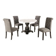 Furniture of America Rossas Wood 5-Piece Round Dining Table Set in Gray
