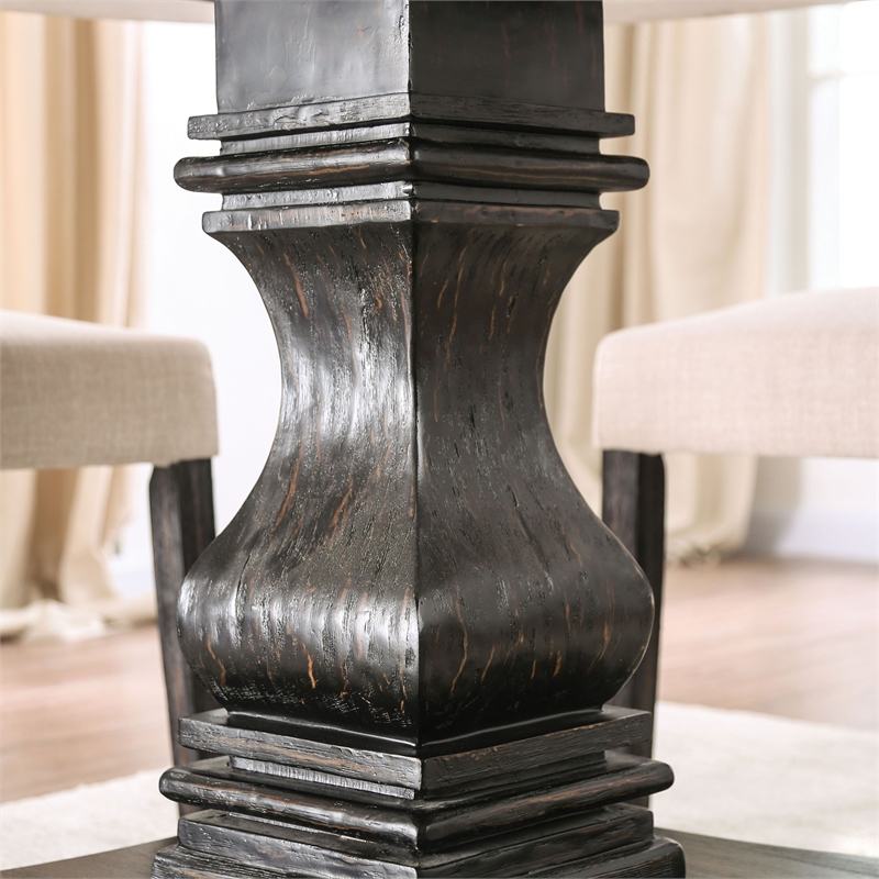 Furniture of America Rossas Wood 5-Piece Round Dining Table Set in Gray