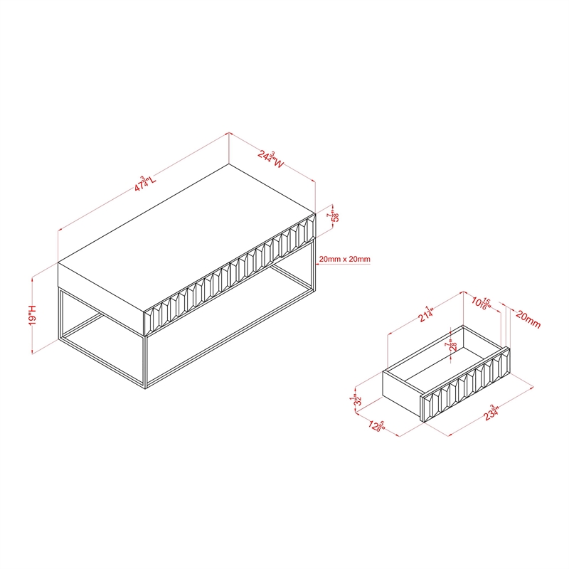 Furniture of America Giffore Metal 3-Piece Coffee Table Set in Walnut