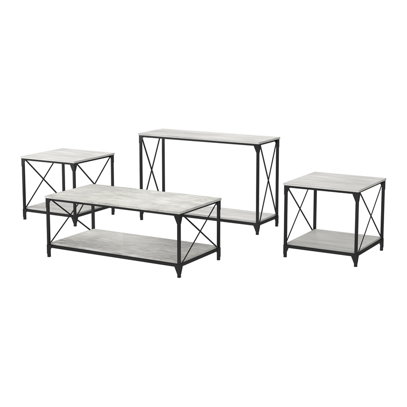 Furniture of America Clarissa Metal 4-Piece Coffee Table Set in Gray