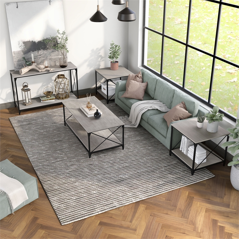 Furniture of America Clarissa Metal 4-Piece Coffee Table Set in Gray