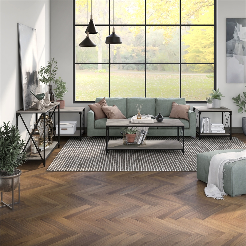 Furniture of America Clarissa Metal 4-Piece Coffee Table Set in Gray