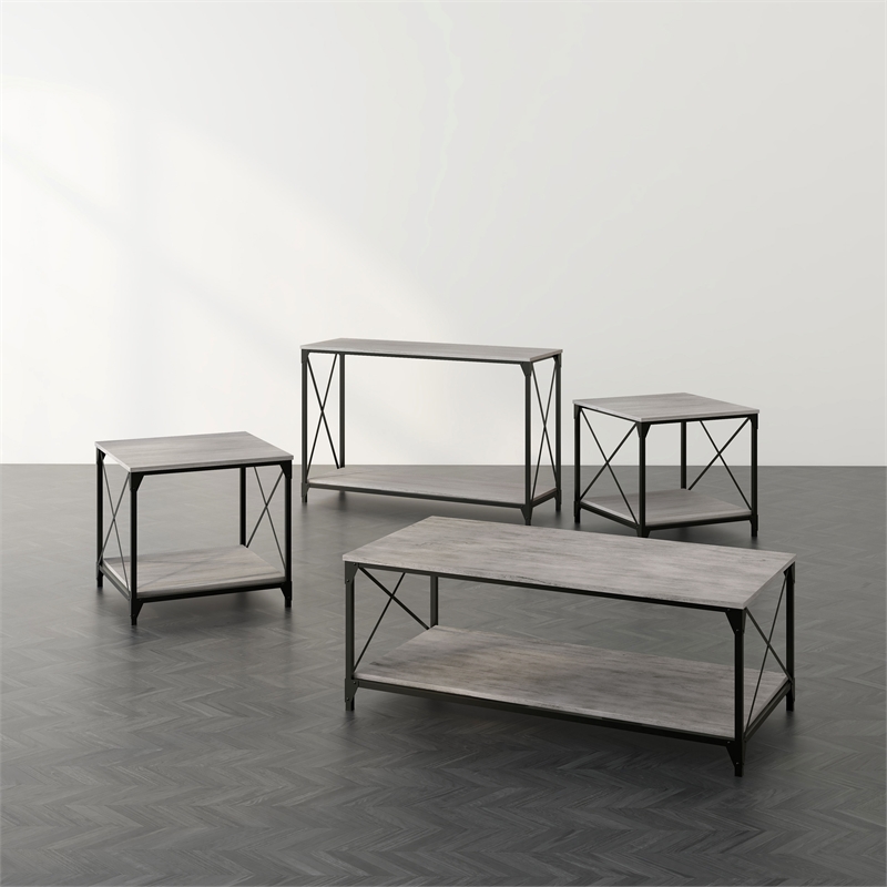Furniture of America Clarissa Metal 4-Piece Coffee Table Set in Gray