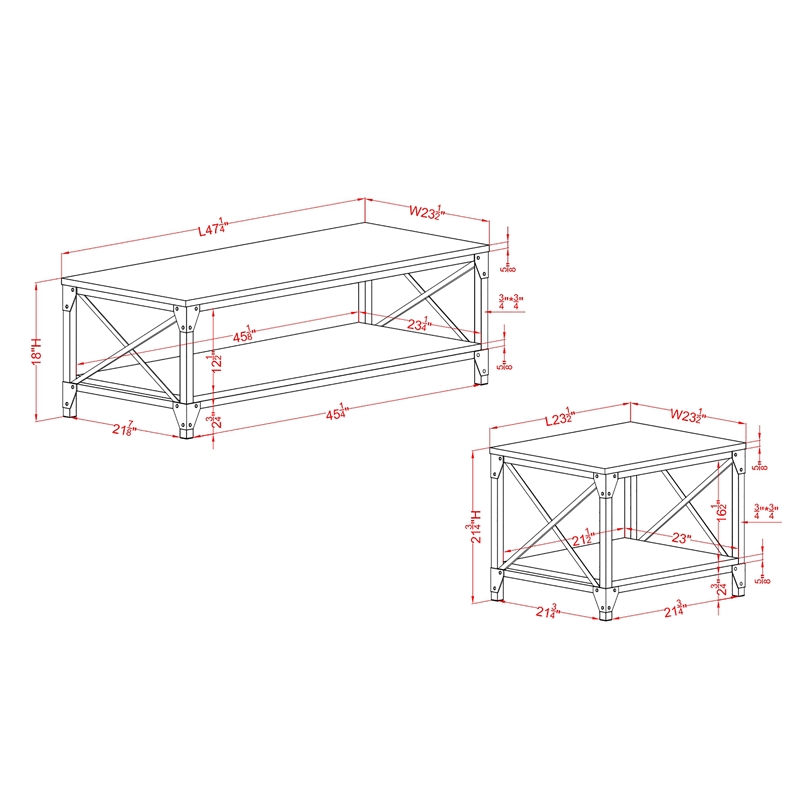Furniture of America Clarissa Metal 4-Piece Coffee Table Set in Gray