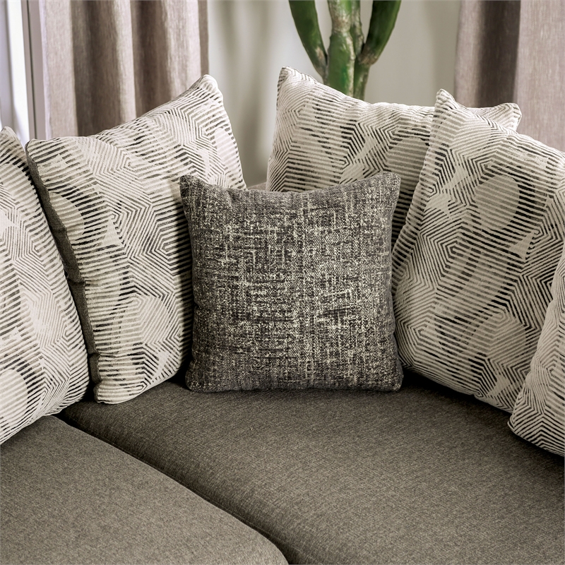 Furniture of America Salling Chenille U-Shape Sectional in Light Gray