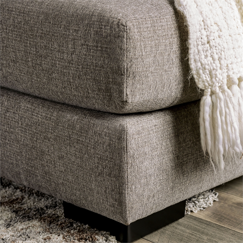 Furniture of America Salling Chenille U-Shape Sectional in Light Gray