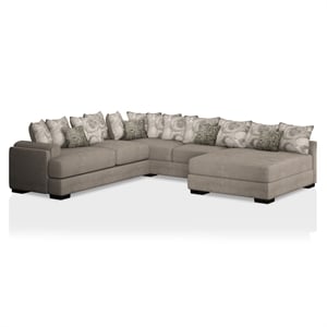 Furniture of America Salling Chenille U-Shape Sectional in Light Gray