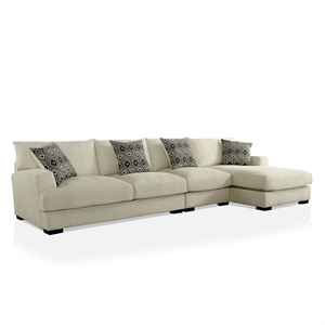 furniture of america turnstein chenille right-hand facing sectional in beige