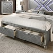 FOA Anaiya 3-Piece Silver Solid Wood Bedroom Set - Queen + 2 Nightstands