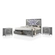 FOA Anaiya 3-Piece Silver Solid Wood Bedroom Set - Queen + 2 Nightstands