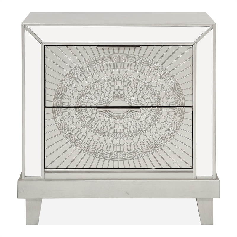 FOA Suie Glam 3-Piece Gold Champagne Wood Bedroom Set - King + 2 Nightstands