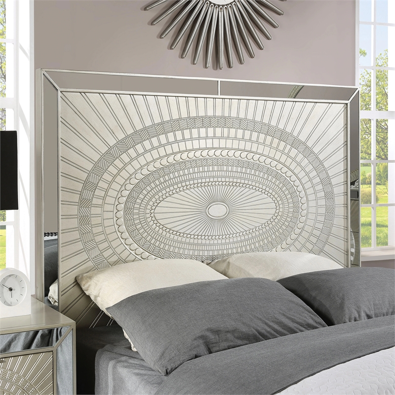 FOA Suie Glam 3-Piece Gold Champagne Wood Bedroom Set - King + 2 Nightstands