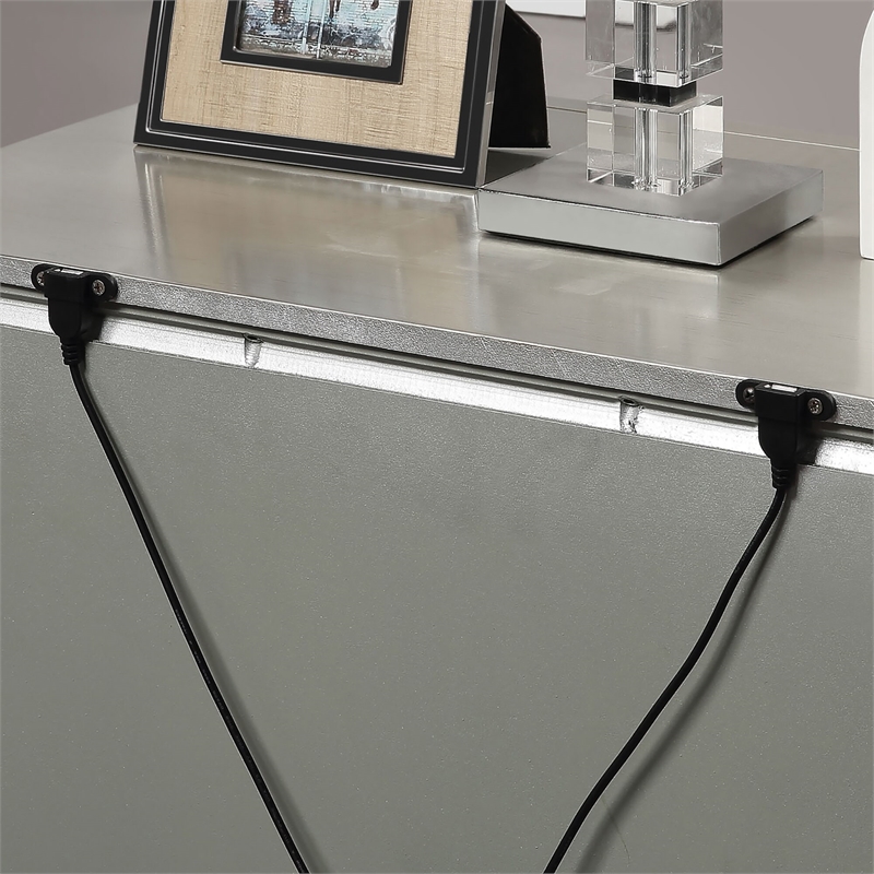 FOA Suie Glam 3-Piece Gold Champagne Wood Bedroom Set - King + 2 Nightstands