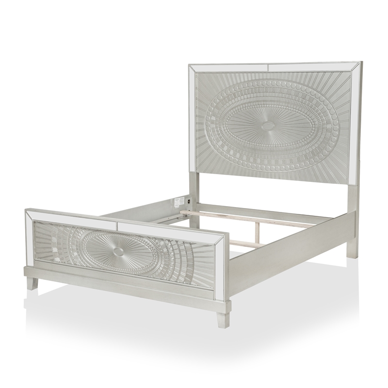 FOA Suie Glam 3-Piece Gold Champagne Wood Bedroom Set - King + 2 Nightstands