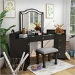Furniture of America Laek Glam Wood 3-Piece Vanity Set in Obsidian Gray