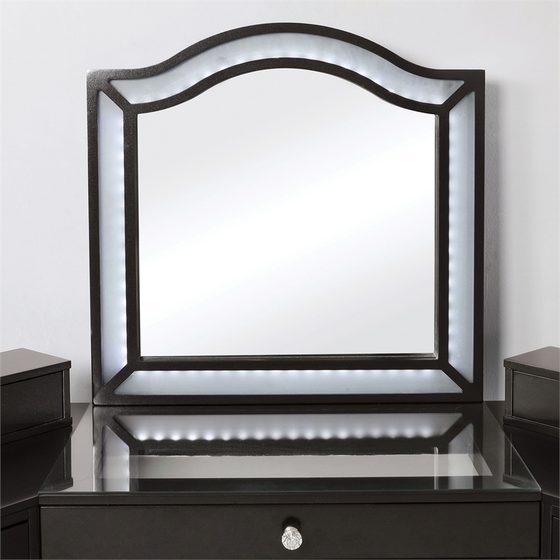 Furniture of America Laek Glam Wood 3-Piece Vanity Set in Obsidian Gray