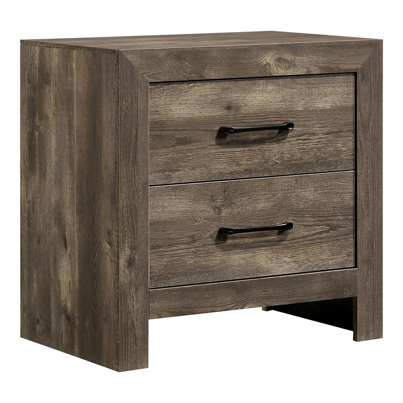FOA Shoreview Rustic 3-Piece Natural Wood Bedroom Set - King + 2 Nightstands
