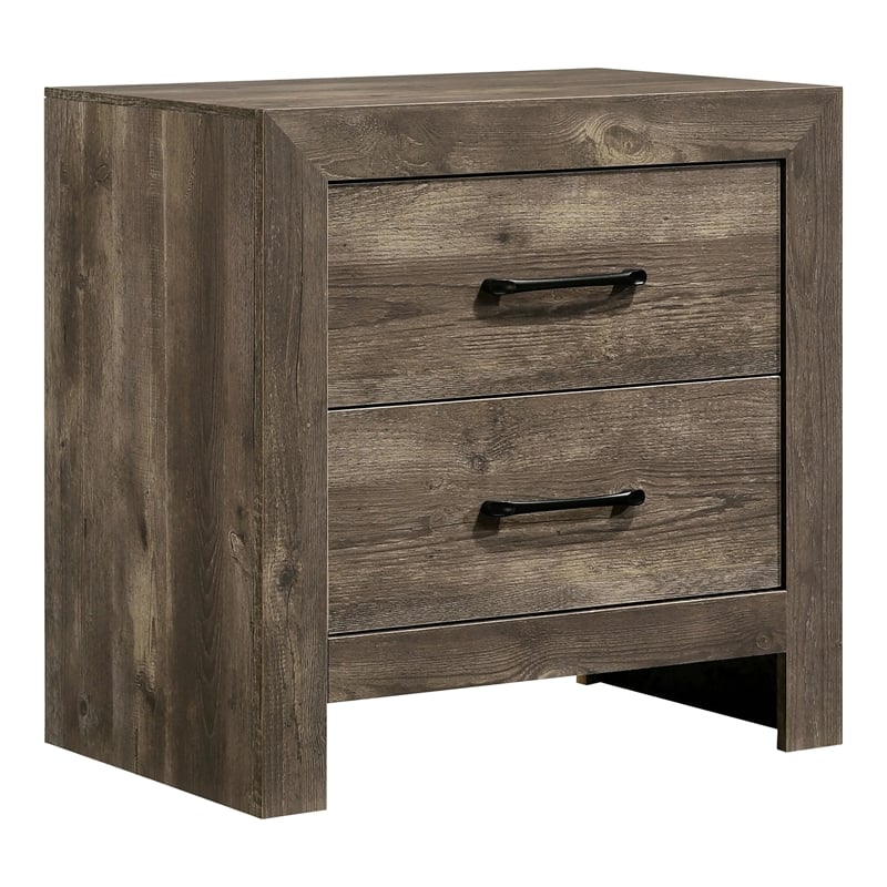 FOA Shoreview 5pc Natural Wood Bed Set - King+2 Nightstands+Dresser+Mirror