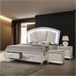 FOA Plumley 3-Piece White Wood Bedroom Set - King + 2 Nightstands