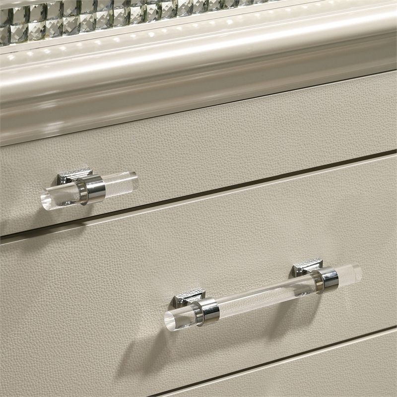 FOA Plumley 3-Piece White Wood Bedroom Set - King + Nightstand + Dresser