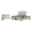 FOA Plumley 3-Piece White Wood Bedroom Set - King + Nightstand + Dresser