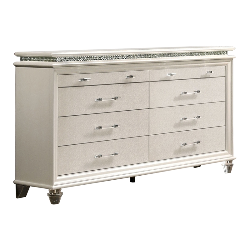 FOA Plumley 3-Piece White Wood Bedroom Set - Queen + Nightstand + Dresser