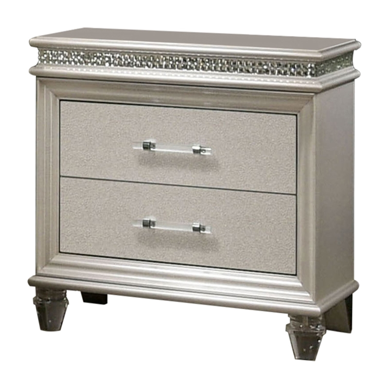 FOA Plumley 3-Piece White Wood Bedroom Set - Queen + Nightstand + Chest