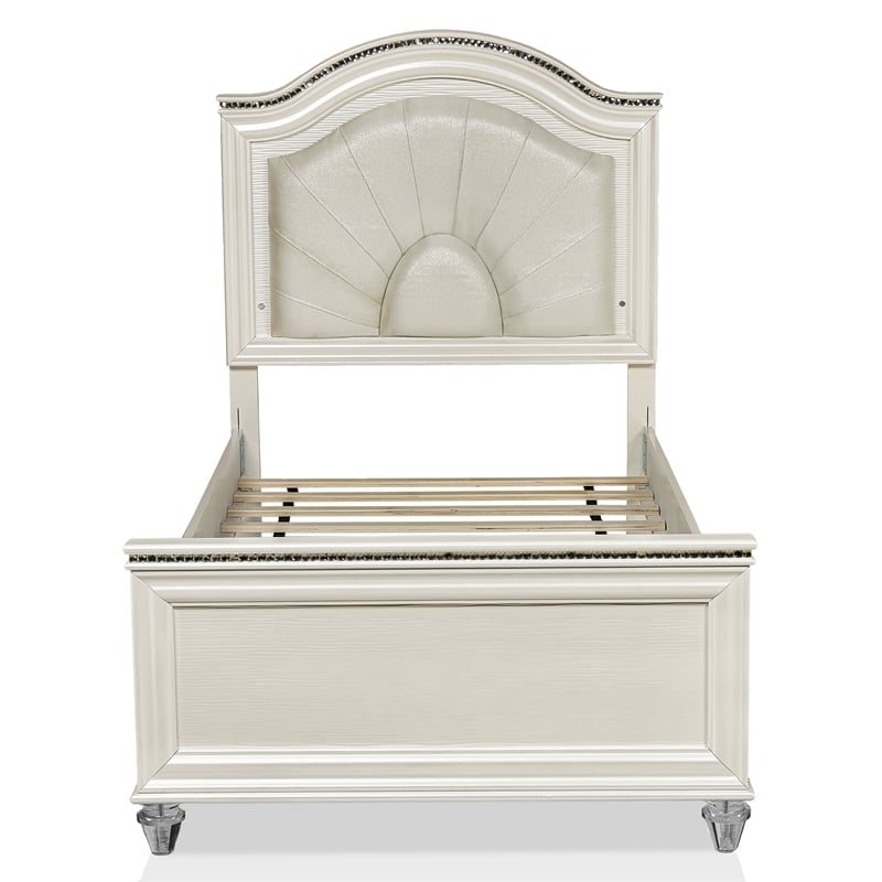 FOA Devado Contemporary 3-Piece White Wood Bedroom Set - Full + 2 Nightstands