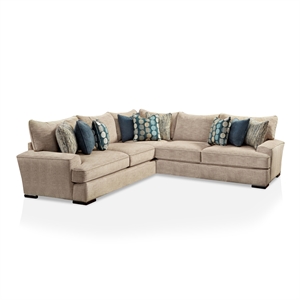 Furniture of America Maviss Transitional Chenille Upholstered Sectional in Tan