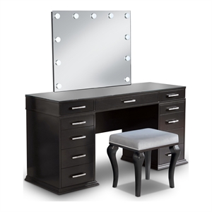 furniture of america fornya wood 3-piece vanity set with stool